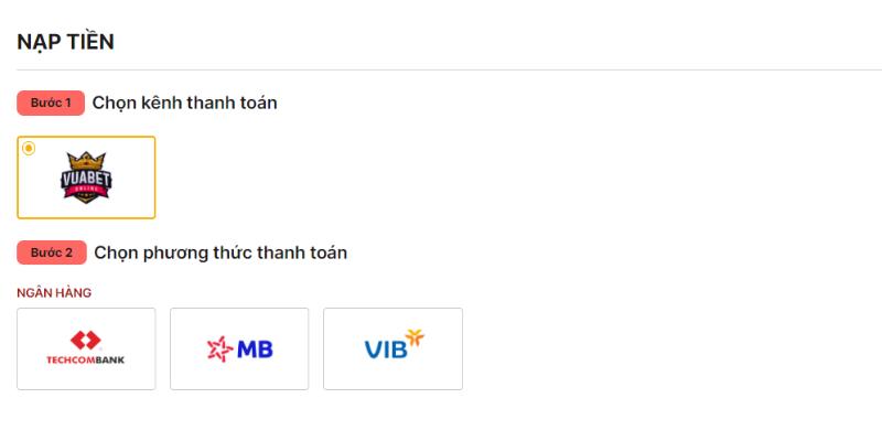 Phương thức nạp tiền tại nhà cái Vuabet88